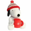 Aurora Plush 8 Inch Peanuts Winter Hat Snoopy with Mug Holiday Plush| Plush Toys