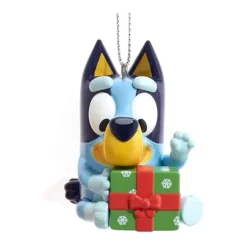 Owl & Goose Gifts Bluey and Friends 3" Character Christmas Ornament - BLUEY WITH PRESENT -| Plush Toys
