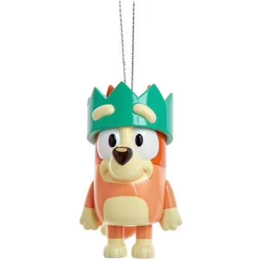 Owl & Goose Gifts Bluey and Friends 3" Character Christmas Ornament - BINGO WITH GREEN CROWN -| Plush Toys