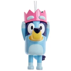 Owl & Goose Gifts Bluey and Friends 3" Character Christmas Ornament - BLUEY WITH PINK CROWN -| Plush Toys