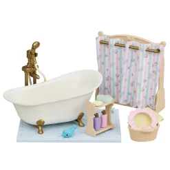 Epoch Everlasting Play Calico Critters Bath & Shower Furniture and Accessories Set - Owl & Goose Gifts| Plush Toys|Imaginative Play