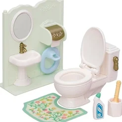 Epoch Everlasting Play Calico Critters Toilet Furniture and Accessories Set - Owl & Goose Gifts| Plush Toys|Imaginative Play