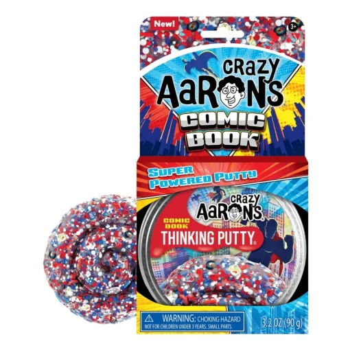 Owl & Goose Gifts Crazy Aarons Comic Book Full Size 4 Inch Thinking Putty Tin -| Sensory Toys