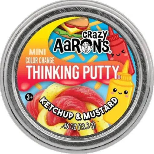 Owl & Goose Gifts Crazy Aarons Ketchup & Mustard Mini 2 Inch Thinking Putty Tin -| Sensory Toys