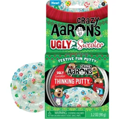 Owl & Goose Gifts Crazy Aarons Santa's Ugly Sweater Full Size 4 Inch Thinking Putty Tin -| Sensory Toys