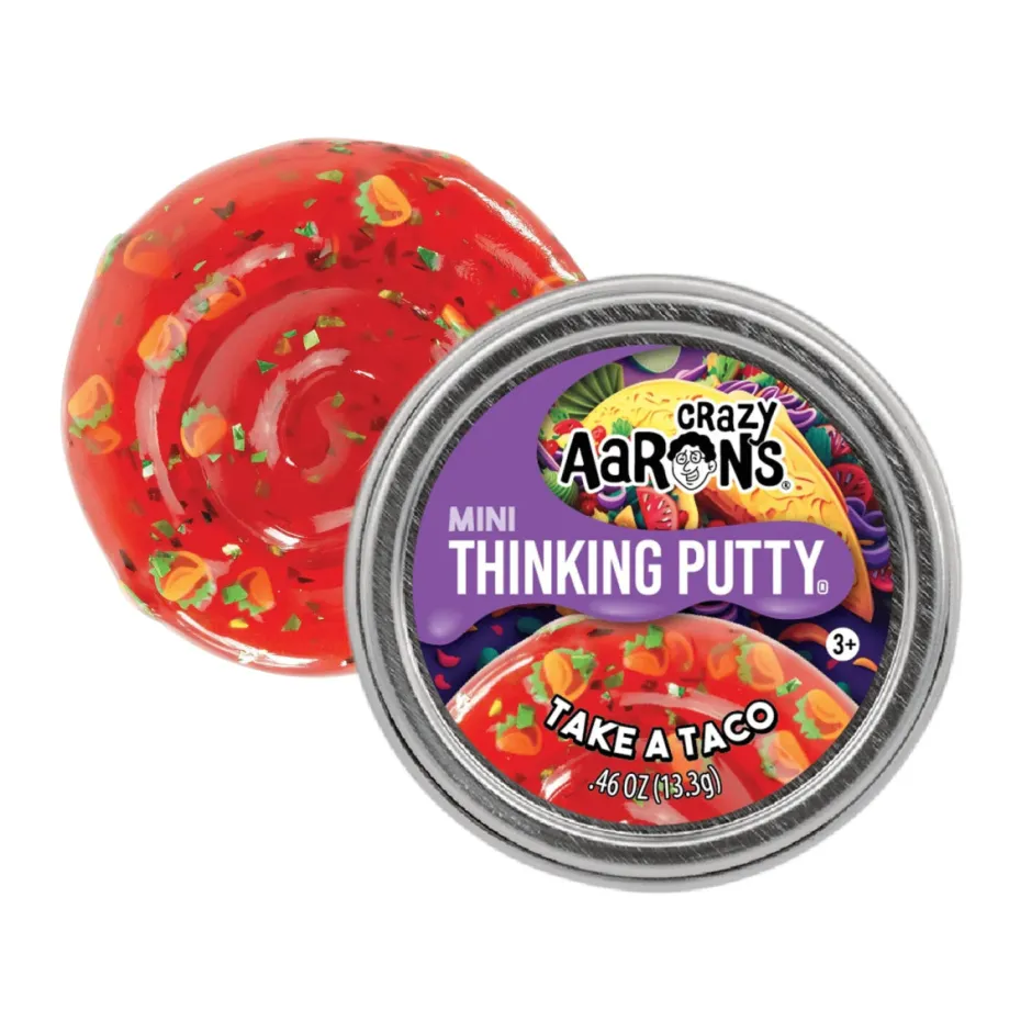 Owl & Goose Gifts Crazy Aarons Take a Taco Mini 2 Inch Thinking Putty Tin -| Sensory Toys