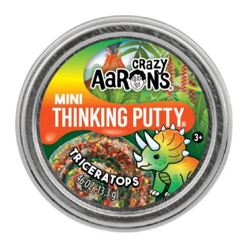 Owl & Goose Gifts Crazy Aarons Triceratops Mini 2 Inch Thinking Putty Tin -| Sensory Toys