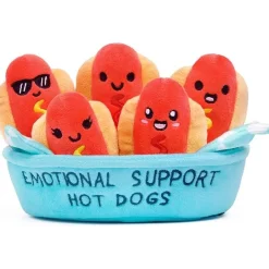 Owl & Goose Gifts Emotional Support Hot Dogs Set of 5 Plush Toys by What Do You Meme -| Plush Toys