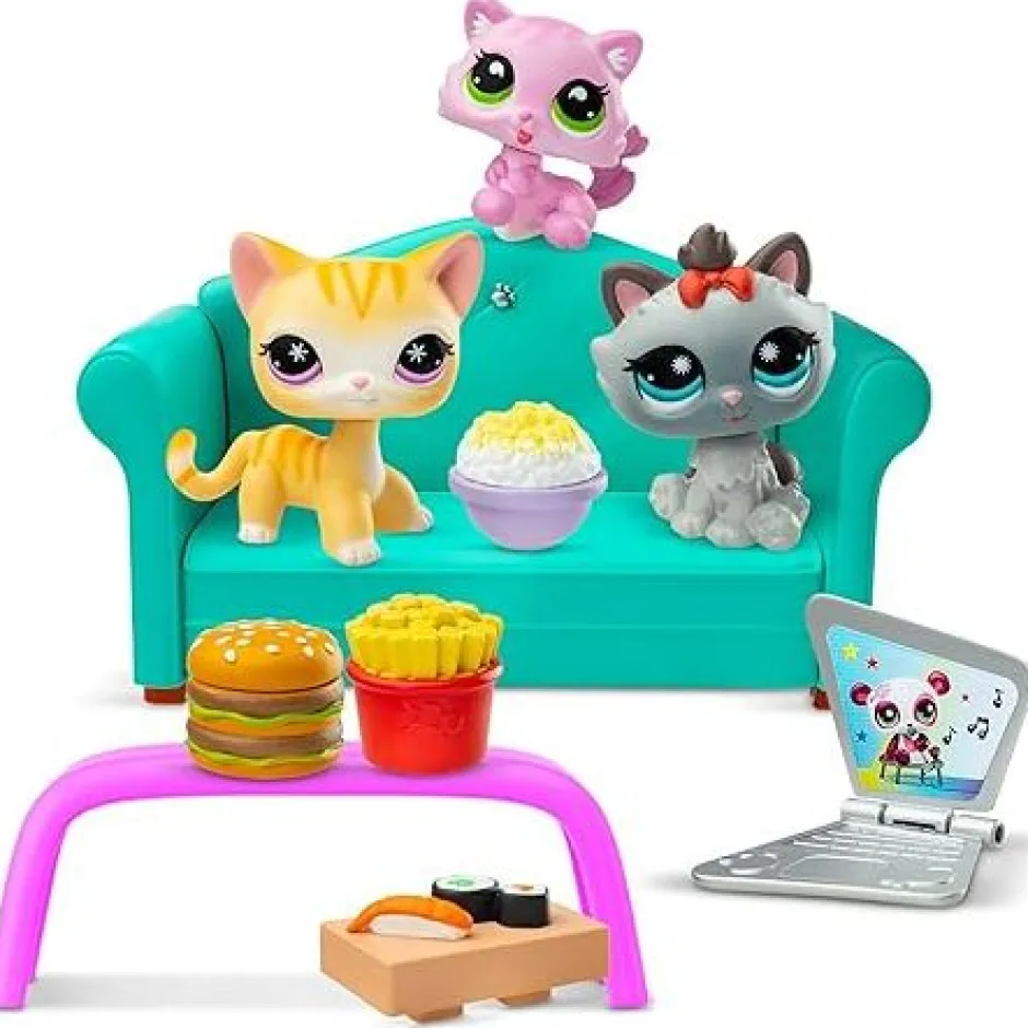 Owl & Goose Gifts Littlest Pet Shop Gen 7 Diner Dash Play Pack - #166 Orange Cat, #167 Pink Kitten, #168 Gray Cat -| Plush Toys|Imaginative Play