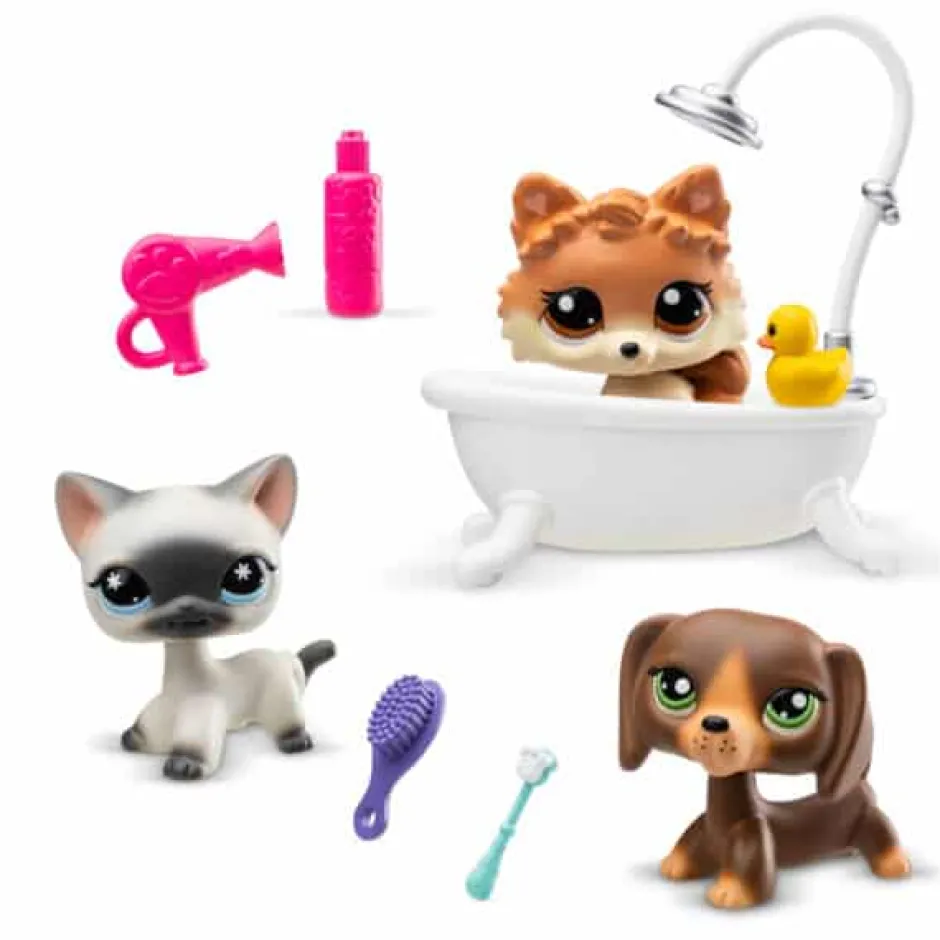 Owl & Goose Gifts Littlest Pet Shop Gen 7 Grooming Spa Play Pack - #172 Dachshund, #173 Siamese Cat, #174 Pomeranian -| Plush Toys|Imaginative Play