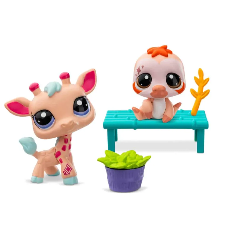Owl & Goose Gifts Littlest Pet Shop Pet Pairs Series 2 - Giraffe #92 and Sloth #93 -| Plush Toys|Imaginative Play