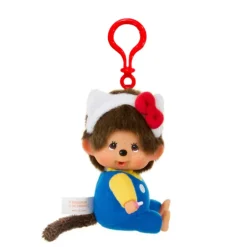 Sekiguchi Monchhichi x Hello Kitty 4.7 Inch Monchhichi in Overalls Big Head Plus| Plush Toys