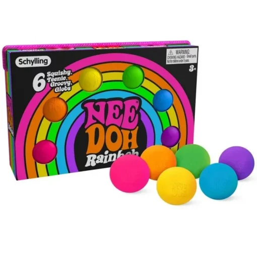 Owl & Goose Gifts Nee Doh Teenie Rainboh 1.5 Inch Squish Ball Fidget Toy - Set of 6 -| Sensory Toys