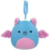 JazWares Squishmallow 3.5 Inch Boyle the Blue Fruit Bat Plush Clip - Owl & Goose Gifts| Plush Clips