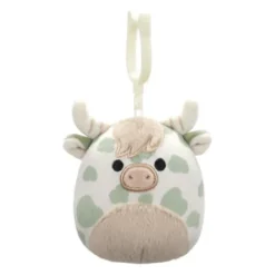 JazWares Squishmallow 3.5 Inch Celestino the Highland Cow Plush Clip - Owl & Goose Gifts| Plush Clips