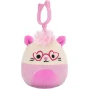 JazWares Squishmallow 3.5 Inch Chambless the Pink Opossum Valentine Plush Clip - Owl & Goose Gifts| Plush Clips