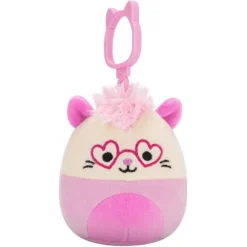 JazWares Squishmallow 3.5 Inch Chambless the Pink Opossum Valentine Plush Clip - Owl & Goose Gifts| Plush Clips