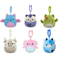 JazWares Squishmallow 3.5 Inch Clip Fall Assortment A Set of 6 - Boyle, Blanche, Ms. Miss, Celestino, Archie, Rutanya - Owl & Goose Gifts| Plush Clips