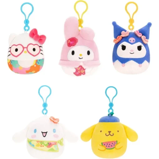 JazWares Squishmallow 3.5 Inch Clip Sanrio Tropical Set| Plush Clips