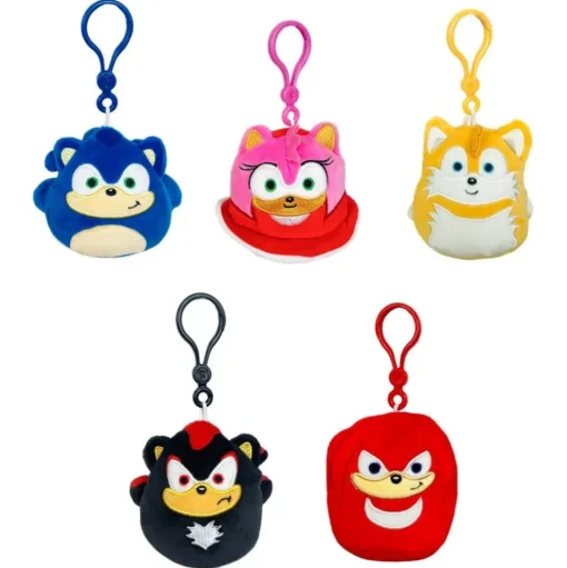 JazWares Squishmallow 3.5 Inch Clip Sonic the Hedgehog Set| Plush Clips