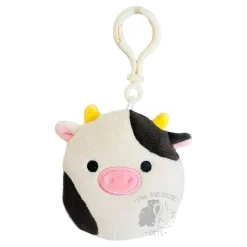 JazWares Squishmallow 3.5 Inch Connor the Cow Plush Clip - Owl & Goose Gifts| Plush Clips