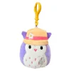 JazWares Squishmallow 3.5 Inch Holly the Owl with Bucket Hat Plush Clip - Owl & Goose Gifts| Plush Clips