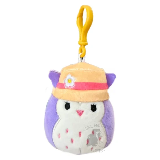 JazWares Squishmallow 3.5 Inch Holly the Owl with Bucket Hat Plush Clip - Owl & Goose Gifts| Plush Clips