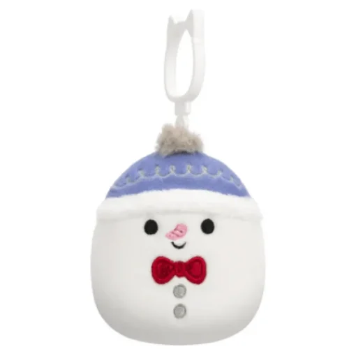JazWares Squishmallow 3.5 Inch Manny the Snowman Christmas Plush Clip - Owl & Goose Gifts| Plush Clips