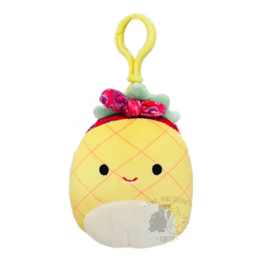 JazWares Squishmallow 3.5 Inch Maui the Pineapple with Headband Plush Clip - Owl & Goose Gifts| Plush Clips