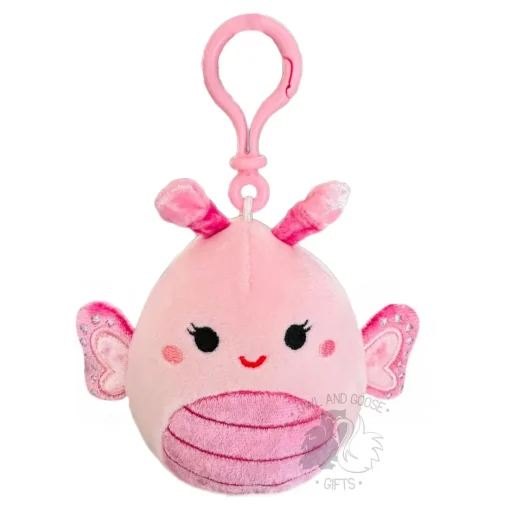 JazWares Squishmallow 3.5 Inch Mogo the Butterfly Velvet Squad Plush Clip - Owl & Goose Gifts| Plush Clips