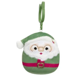 JazWares Squishmallow 3.5 Inch Nick the Santa with Green Suit Christmas Plush Clip - Owl & Goose Gifts| Plush Clips