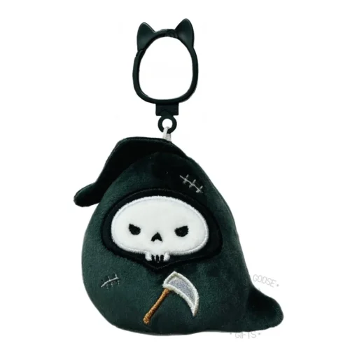 JazWares Squishmallow 3.5 Inch Otto the Reaper Halloween Plush Clip - Owl & Goose Gifts| Plush Clips