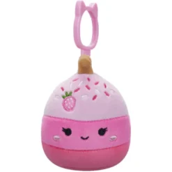 JazWares Squishmallow 3.5 Inch Pama the Pink Cake Pop Plush Clip - Owl & Goose Gifts| Plush Clips