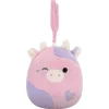 JazWares Squishmallow 3.5 Inch Patty the Cow with Heart Valentine Plush Clip - Owl & Goose Gifts| Plush Clips