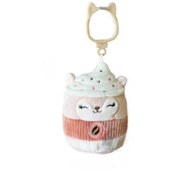 JazWares Squishmallow 3.5 Inch Reza the Latte Squirrel Plush Clip - Owl & Goose Gifts| Plush Clips