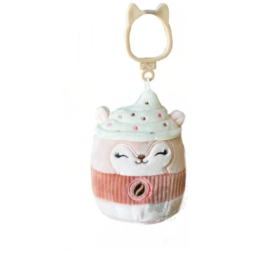 JazWares Squishmallow 3.5 Inch Reza the Latte Squirrel Plush Clip - Owl & Goose Gifts| Plush Clips