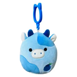 JazWares Squishmallow 3.5 Inch Rutanya the Blueberry Cow Plush Clip - Owl & Goose Gifts| Plush Clips
