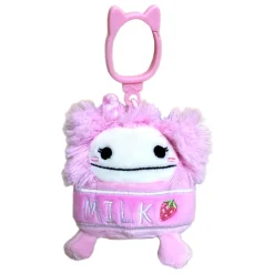 JazWares Squishmallow Clip Bigfoot Strawberry Milk - Brina 3.5 Inch| Plush Clips