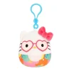 JazWares Squishmallow Clip Tropical Hello Kitty - Sanrio 3.5 Inch| Plush Clips