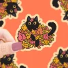 Owl & Goose Gifts Turtle's Soup Autumn Leaves Black Cat Vinyl Sticker| Stickers & Stationary