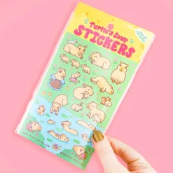 Owl & Goose Gifts Turtle's Soup Capy Time Capybara Vinyl Sticker Sheet| Stickers & Stationary