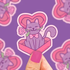 Owl & Goose Gifts Turtle's Soup Chocolate Rose Kitty Valentine Vinyl Sticker -| Stickers & Stationary