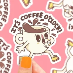 Owl & Goose Gifts Turtle's Soup It's Coffee O'Clock Vinyl Sticker -| Stickers & Stationary