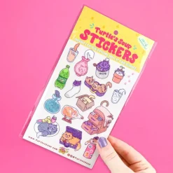 Owl & Goose Gifts Turtle's Soup Liquid Cats Vinyl Sticker Sheet| Stickers & Stationary