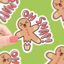 Owl & Goose Gifts Turtle's Soup Oh Snap Gingerbread Holiday Vinyl Sticker -| Stickers & Stationary