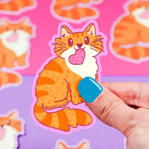 Owl & Goose Gifts Turtle's Soup Orange Tabby Cat Love Valentine Vinyl Sticker -| Stickers & Stationary