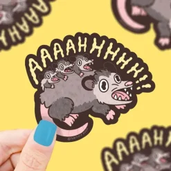 Owl & Goose Gifts Turtle's Soup Screaming Opposum Vinyl Sticker -| Stickers & Stationary