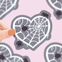 Owl & Goose Gifts Turtle's Soup Spooky Spiderweb Heart Halloween Vinyl Sticker| Stickers & Stationary
