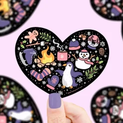 Owl & Goose Gifts Turtle's Soup Winter Heart Holiday Vinyl Sticker -| Stickers & Stationary