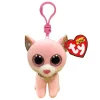 Owl & Goose Gifts Ty Beanie Boos 3 Inch Fiona the Pink Cat Plush Clip -| Plush Toys|Plush Clips